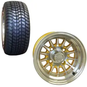 Inch Golf Cart Wheel and Street Tire Combo Gold webp