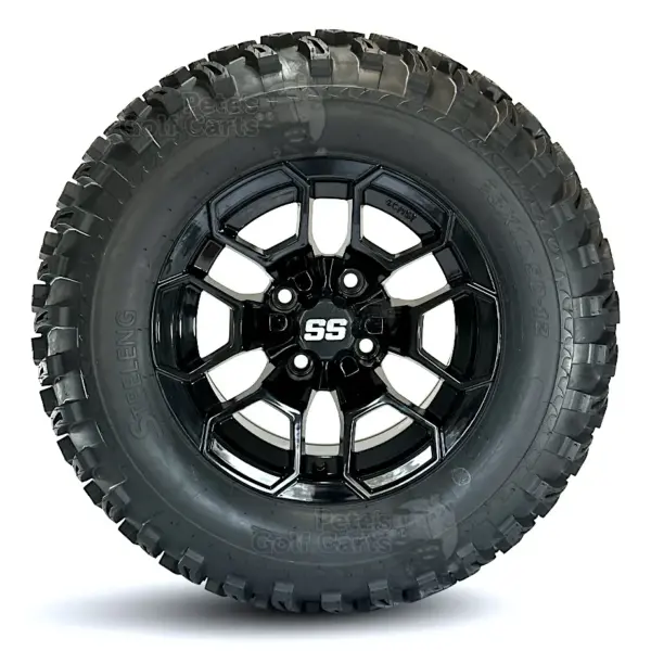 inch tallon gloss black golf cart wheels x and x Wanda All Terrain Golf Cart Tires inches tall ezgo clubcar yamaha webp