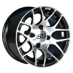 x Golf Cart Wheel GTW Pursuit Machined Finish Black Accent Offset webp