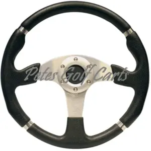 Inch Golf Cart Steering Wheel Black Silver With Chrome Trim webp