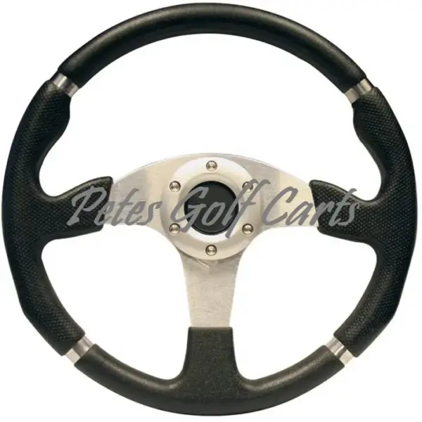 Inch Golf Cart Steering Wheel Black Silver With Chrome Trim webp