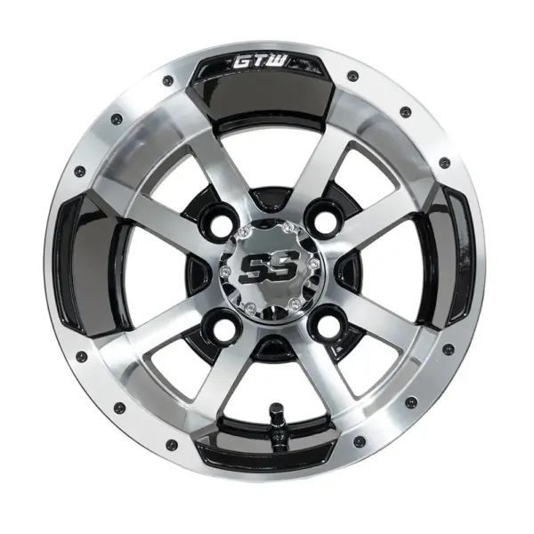 storm trooper boomerang inch black machined golf cart wheel face comp webp