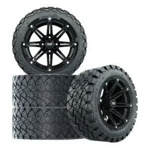 A gtw element volt inch matte black wheel x dot at timberwolf golf cart tire set of webp