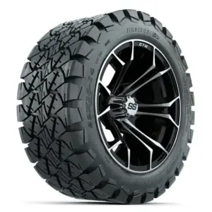 A gtw spyder black machined golf cart wheel x timberwolf all terrain dot tire and angle webp