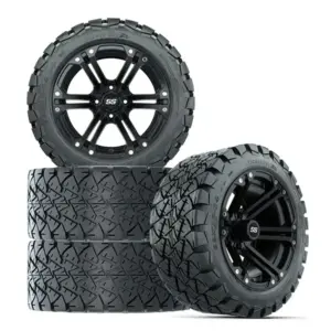 A gtw specter matte black inch golf cart wheel mounted on x timberwolf dot tire set of four webp