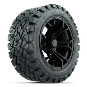 A gtw spyder matte black inch golf cart wheel x timberwolf at dot tire and angle webp