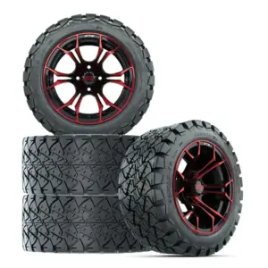 A gtw spyder inch red black golf cart wheel inch tall timberwolf dot at tires and set of webp