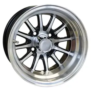 Aluminum Golf Cart Wheel Machined Face Gloss Black x ET TIR webp