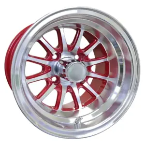 Aluminum Golf Cart Wheel Machined Face Red x ET TIR webp