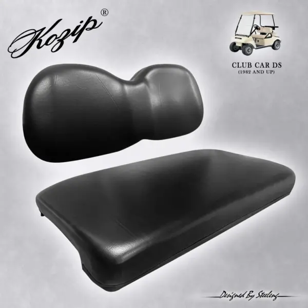 Club Car DS Front seat cushion set top bottom black marine grade vinyl SCDS webp