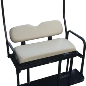 Club Car DS Golf Cart Rear Seat kit Old Style Buff Cushions Includes Rear Safety Grab Bar closed webp