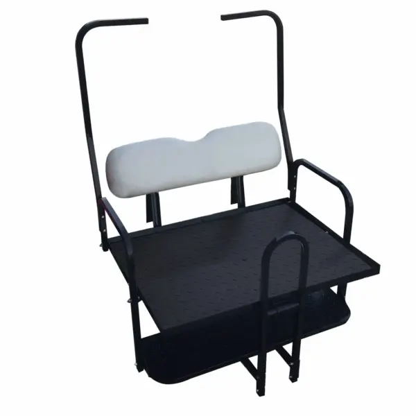 Club Car DS Golf Cart Rear Seat kit Old Style White Cushions Includes Rear Safety Grab Bar webp