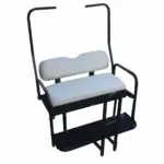 Club Car DS Golf Cart Rear Seat kit Old Style White Cushions Includes Rear Safety Grab Bar closed webp