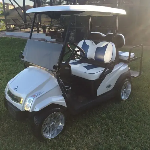 Custom Club Car Golf Cart White Blue webp