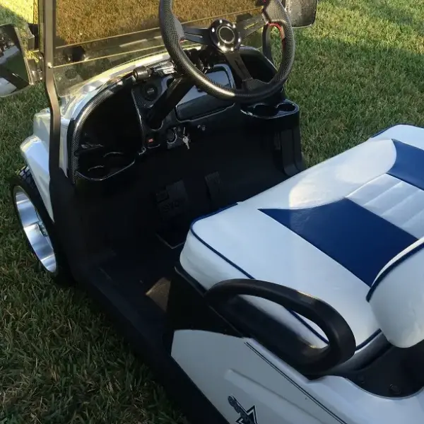 Custom Club Car Golf Cart White Blue Dash Console webp