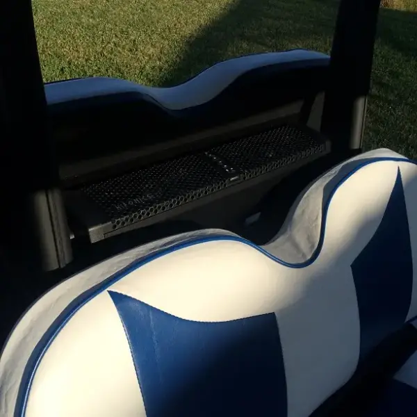 Custom Club Car Golf Cart White Blue SoundBar webp