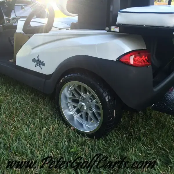 Custom Club Car Golf Cart White Blue Wheels WM webp