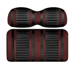 Custom Golf Cart Seat Black and Burgandy Stripe Extreme webp