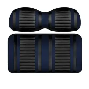 Custom Golf Cart Seat Black and Navy Stripe Extreme webp