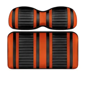 Custom Golf Cart Seat Black and Orange Stripe Extreme webp