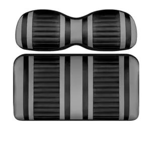 Custom Golf Cart Seat Black and Silver Stripe Extreme webp