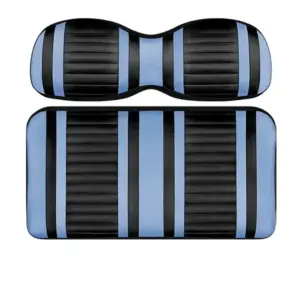 Custom Golf Cart Seat Black and Sky Blue Stripe Extreme webp