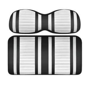 Custom Golf Cart Seat Black and White Stripe Extreme webp