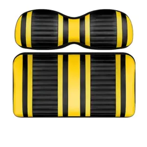 Custom Golf Cart Seat Black and Yellow Stripe Extreme webp