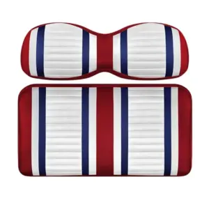 Custom Golf Cart Seat White Red and Blue Stripe Extreme webp