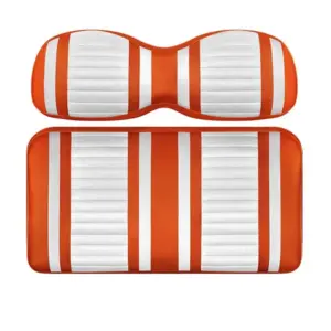 Custom Golf Cart Seat White and Orange Stripe Extreme webp