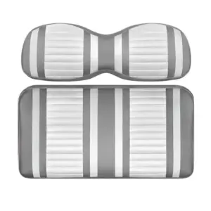 Custom Golf Cart Seat White and Silver Stripe Extreme webp