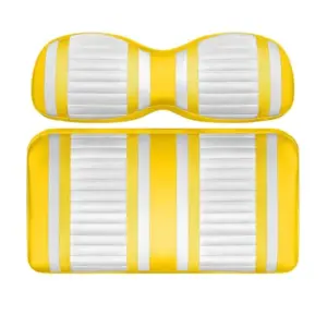 Custom Golf Cart Seat White and Yellow Stripe Extreme webp