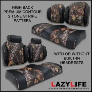 Custom Mossy Oak Golf Cart Seats Premium Contour Two Tone High Back webp