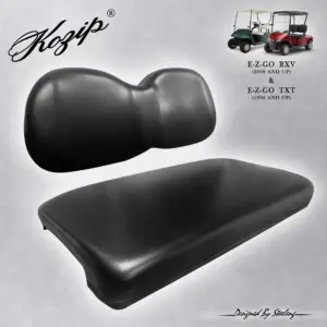 EZGO TXT Front seat cushion set top bottom black marine grade vinyl SCTX webp