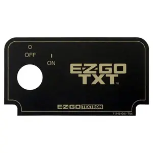 Ezgo Key Switch Dash Console Name Plate Medalist TxT Black Gold webp