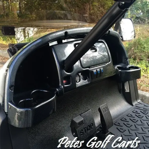 Golf Cart Dash Cover Club Car Precedent Carbon Fiber Install Close Up webp