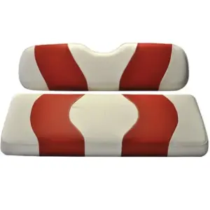 Golf Cart Rear Flip Seat Cover Set White and Red Wave webp