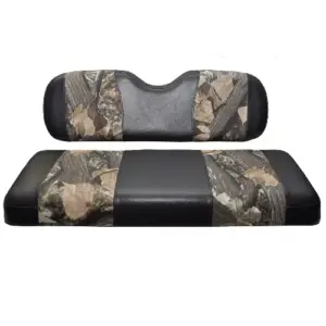 Golf Cart Rear Seat Cover Set Real Tree Camo and Black webp