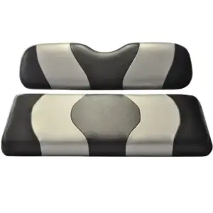 Golf Cart Seat Cover Black and Silver Wave CC DS webp