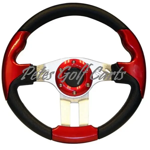 Golf Cart Steering Wheel Inch Red Black WM webp