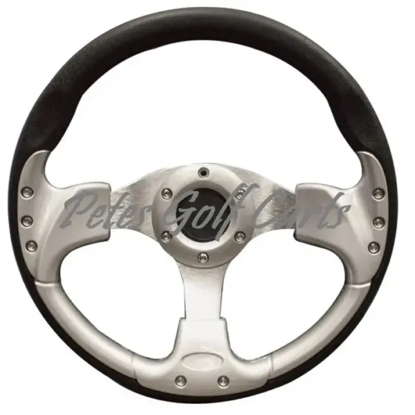 Golf Cart Steering Wheel Inch Silver Black WM webp