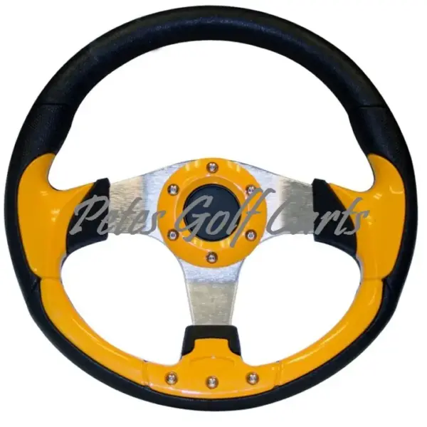 Golf Cart Steering Wheel Inch Yellow Black PGC PF WM webp