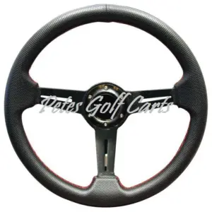 Golf Cart Steering Wheel Inch Black w Red Stiching WM webp