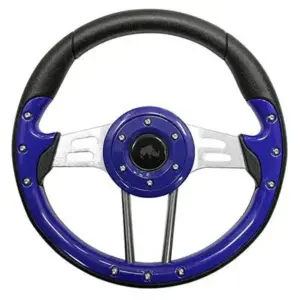 Golf Cart Steering Wheel Blue Grip Aluminum Spokes Inch webp