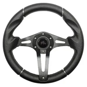 Golf Cart Steering Wheel Challenger Black Grip Black Spokes webp