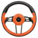 Golf Cart Steering Wheel Orange Grip Black Spokes Inch webp