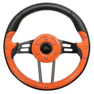 Golf Cart Steering Wheel Orange Grip Black Spokes Inch webp