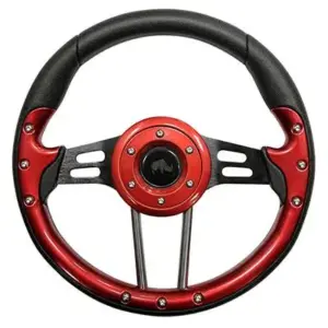 Golf Cart Steering Wheel Red Grip Black Spokes Inch webp