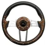 Golf Cart Steering Wheel Woodgrain Grip Aluminum Spokes Inch webp