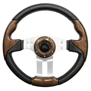 Golf Cart Steering Wheel Woodgrain With Aluminum Spokes Inch webp